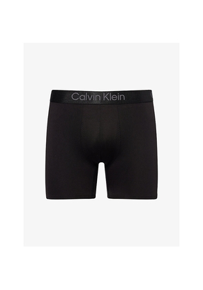Mens Calvin Klein Mid-Rise Branded-Waistband Stretch-Jersey Trunk