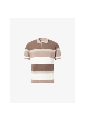Mens Arne Calle Striped Cotton-Knit Polo Shirt
