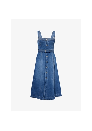 Womens Simkhai Alba Bustier Denim Midi Dress