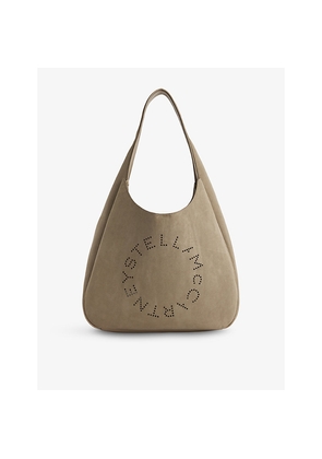 Womens Stella Mccartney Logo Hobo Faux-Suede Shoulder Bag