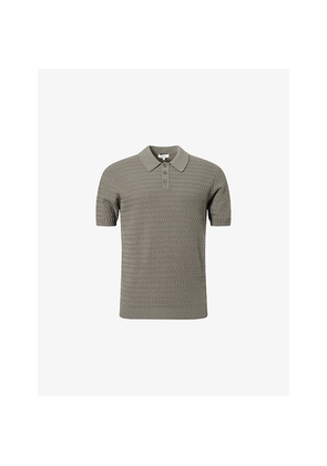 Mens Arne Wave Textured Cotton-Knit Polo Shirt