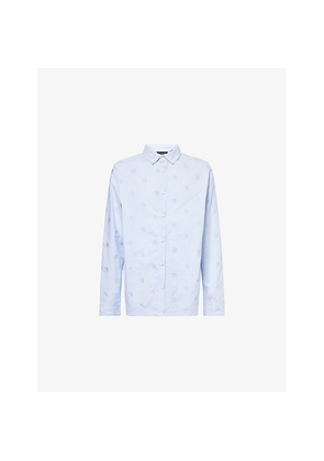 Mens New Era Classic-Collar Logo-Monogram Cotton Shirt