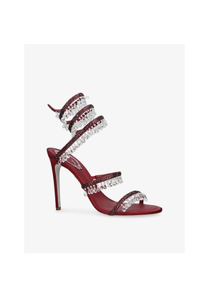 Womens Rene Caovilla Chandelier 105 Crystal-Embellished Satin Heeled Sandals