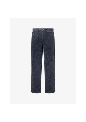 Mens Awake Ny Leopard-Print Cotton-Corduroy Trousers