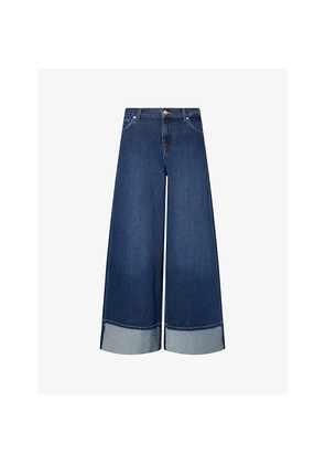 Womens 7 For All Mankind Marie Wide-Leg Stretch-Denim Jeans