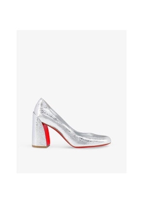 Womens Christian Louboutin Miss Sab 85 Metallic-Leather Courts