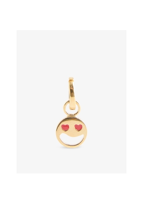 Womens Enamel Copenhagen Funky Smiley 18ct Yellow Gold-Plated 925 Sterling Silver Earring Charm