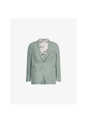 Mens Oscar Jacobson Ferry Patch-Pocket Soft Woven Blazer