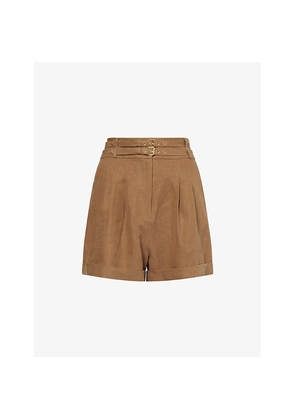 Womens Le Kasha Aqiva Pleated Linen Shorts