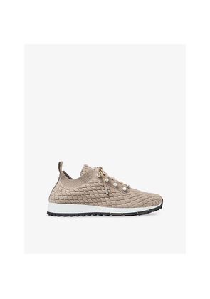 Womens Jimmy Choo Veles Diamond-Texture Knitted Low-Top Trainers