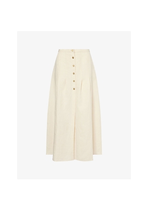 Womens Le Kasha Hadera Pleated Linen Midi Skirt