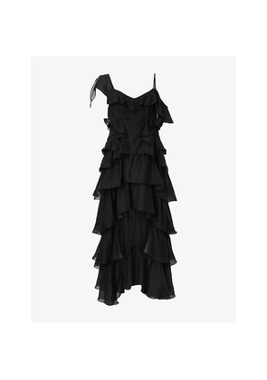 Womens Allsaints Sienna Ruffled Woven Maxi Dress