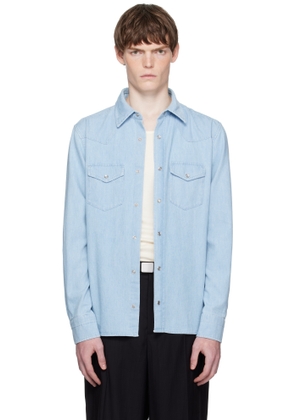 TOM FORD Blue Denim Chambray Western Shirt