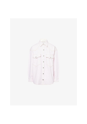 Womens Agolde Lotta Garment-Dyed Wash Relaxed Denim Shirt