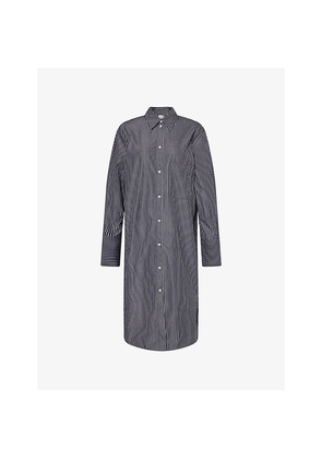 Womens Toteme Striped Curved-Hem Cotton Shirt-Dress