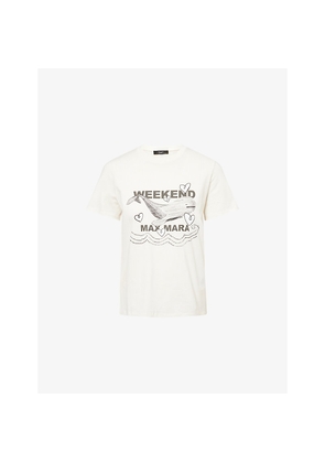 Womens Weekend Max Mara Guglia Brand-Print Cotton-Jersey T-Shirt