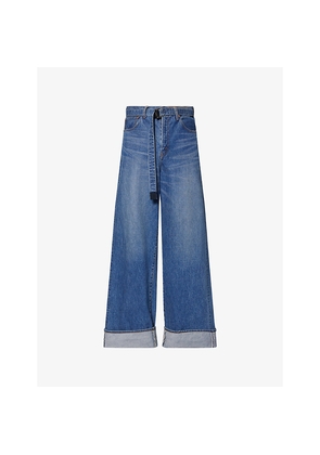 Mens Sacai Sac x Levi's Folded-Cuffs Belted Denim Pants
