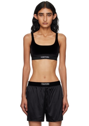 TOM FORD Black Stretch Lustrous Velour Signature Bralette