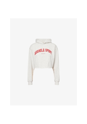 Womens Adanola Raw-Hem Crop Cotton-Blend Hoody