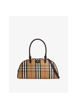 Womens Burberry Highlands Canvas and Leather Bowling Bag