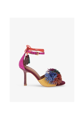 Womens Kurt Geiger London Pom Pom Suede Heeled Sandals