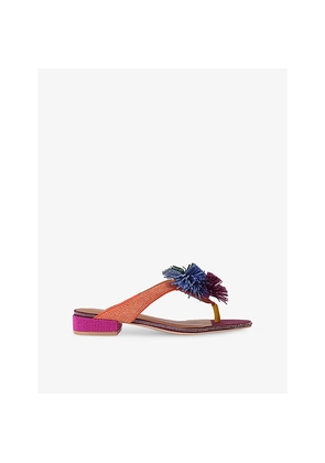 Womens Kurt Geiger London Pom Pom Suede T-Bar Sandals