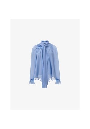 Womens Leem Tie-Neck Woven Blouse