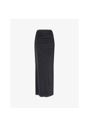 Womens Daily Paper Croc-Print Gathered Stretch-Mesh Maxi Skirt