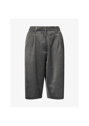 Womens Daily Paper Washed Straight-Leg Satin Shorts