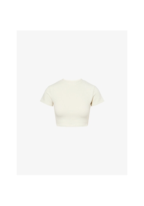Womens Gracejacob Round-Neck Short-Sleeves Jersey Cropped Top