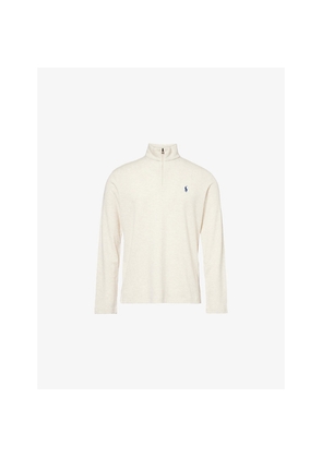 Mens Polo Ralph Lauren Logo-Embroidered Half-Zip Cotton-Blend Jumper