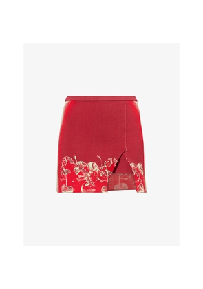 Womens PH5 Eila Cherry-Print Stretch-Woven Mini Skort