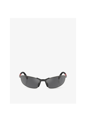 Womens Prada Linea Rossa Ps 55Zs Irregular-Frame Metal Sunglasses