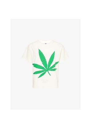 Mens Gallery Dept Weed Glittered Graphic-Print Cotton T-Shirt