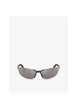 Womens Prada Linea Rossa Ps 55Zs Irregular-Frame Metal Sunglasses