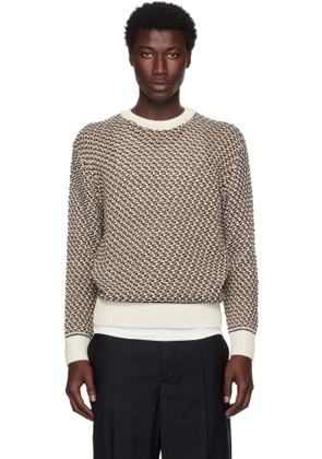 BOSS Beige Cotton Rich Knitted Structure Sweater