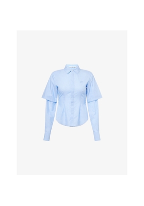 Womens Daily Paper Embroidered-Logo Striped Cotton Shirt