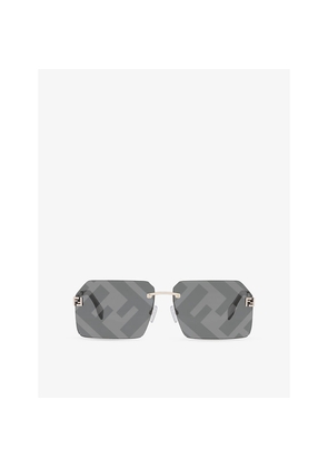 Fendi Fe40043U Rectangle-Frame Metal Sunglasses