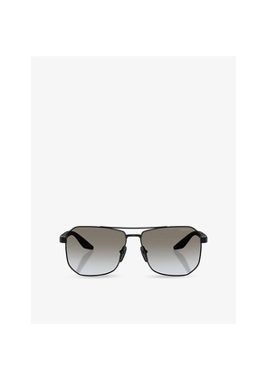 Womens Prada Linea Rossa Ps A53S Pilot-Frame Metal Sunglasses