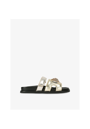 Womens Kurt Geiger London Eagle Cut-Out Metallic-Leather Sandals