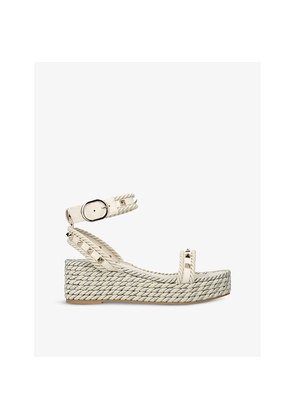 Womens Valentino Garavani Rockstud Flatform Leather Espadrilles