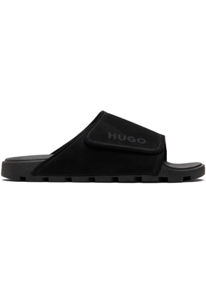 Hugo Black Strap Faux-Suede Upper Sandals