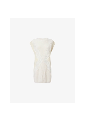 Womens Stella Mccartney Miracle Sleeveless Lace-Panel Wool Knit Top