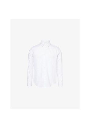 Mens Che Regular-Fit Curved-Hem Linen Shirt