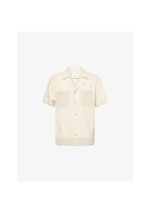 Mens Inigo Crochet Cotton and Linen Shirt