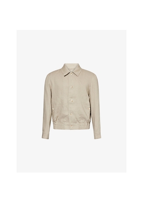 Mens Belier Brand-Embroidery Relaxed-Fit Linen Jacket