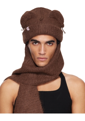 Charles Jeffrey LOVERBOY Brown Alpaca Chunky Ears Scarf Beanie