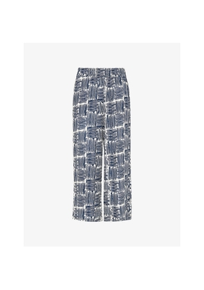 Womens Whistles Abstract-Print Cropped Woven Trousers