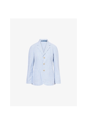 Womens Polo Ralph Lauren Seersucker Striped Cotton Blazer