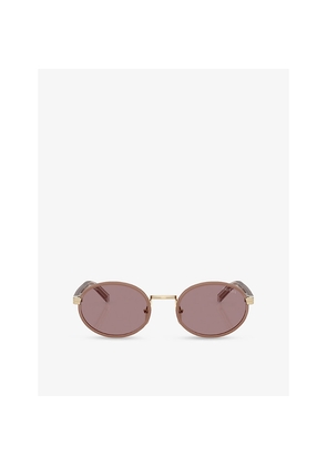 Prada Pr B56S Round-Frame Metal Sunglasses